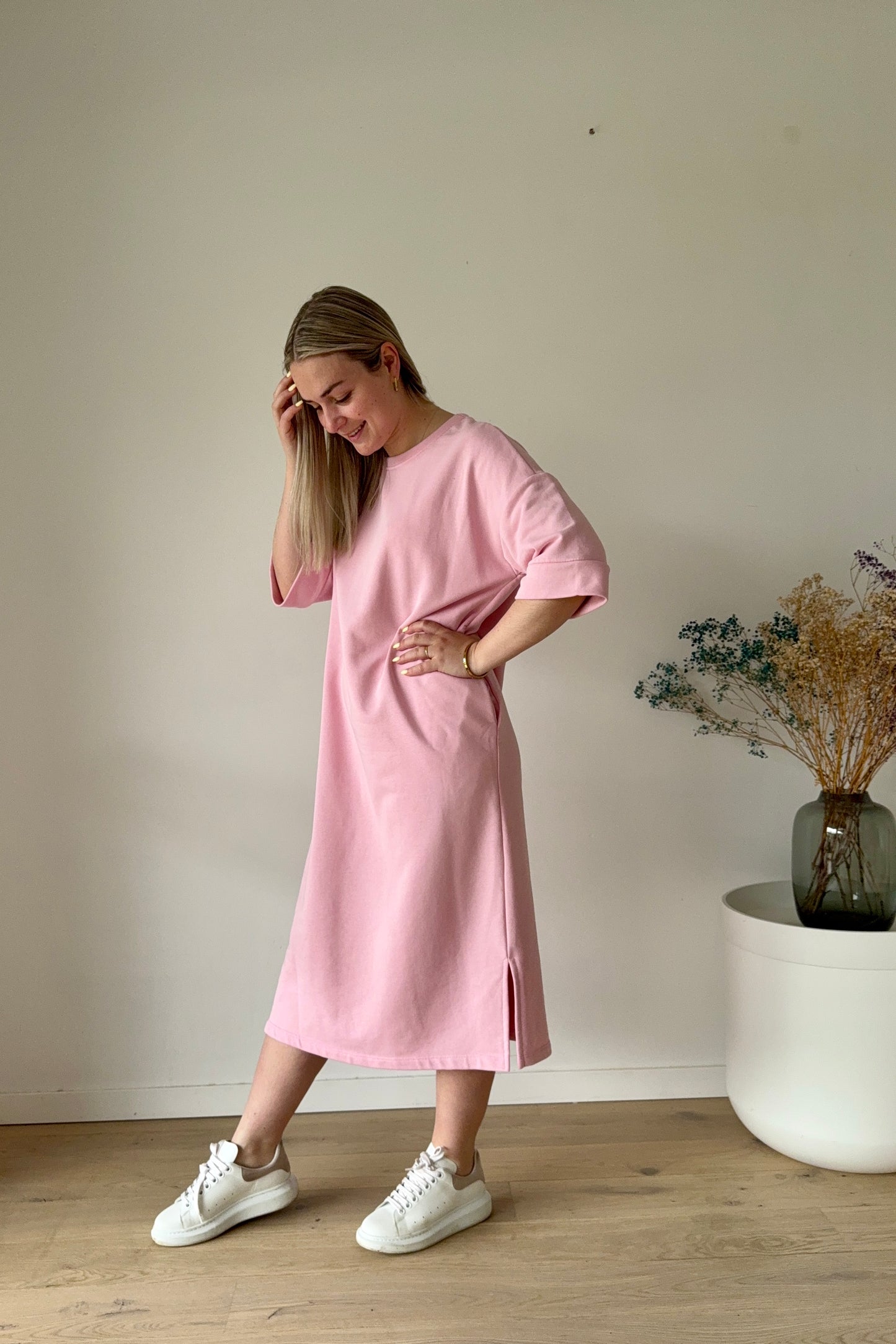 Pink comfy sweater dress