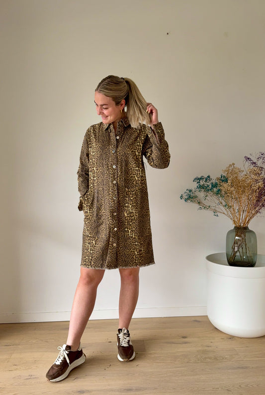 Panter printed jeans dress