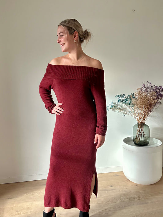 Burgundy woolen dress