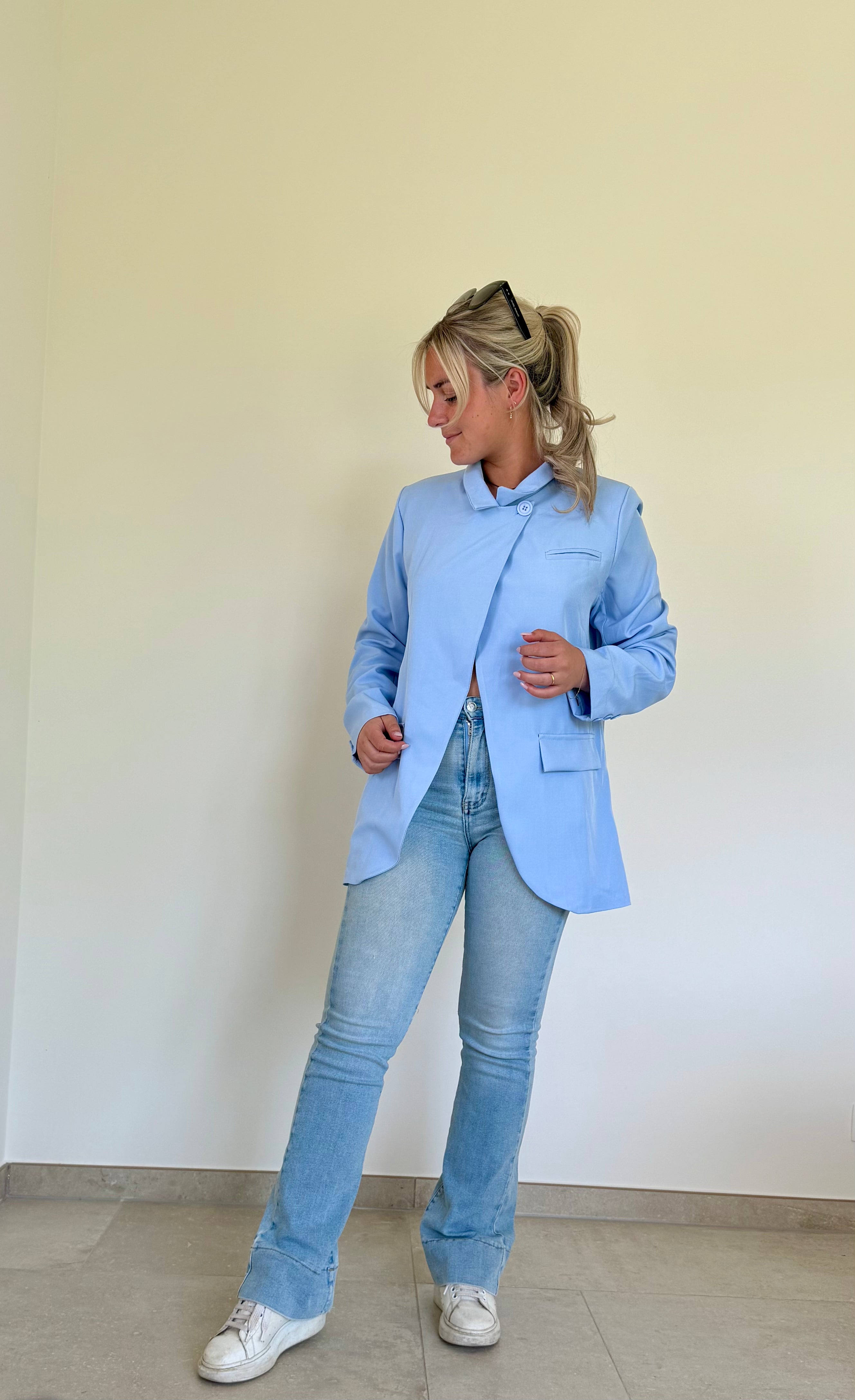 Asymmetric blazer baby blue