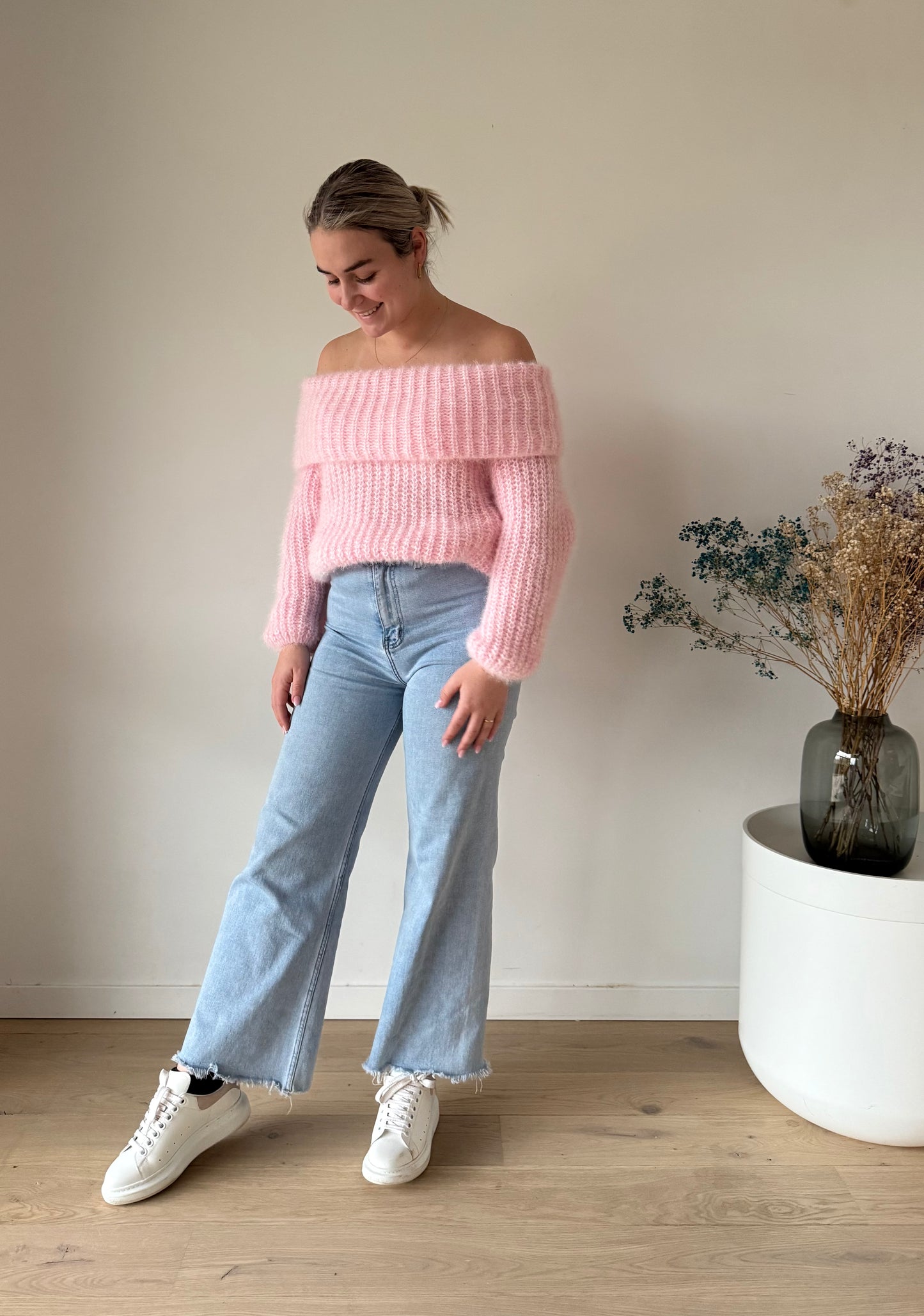 Pink off shoulder sweater