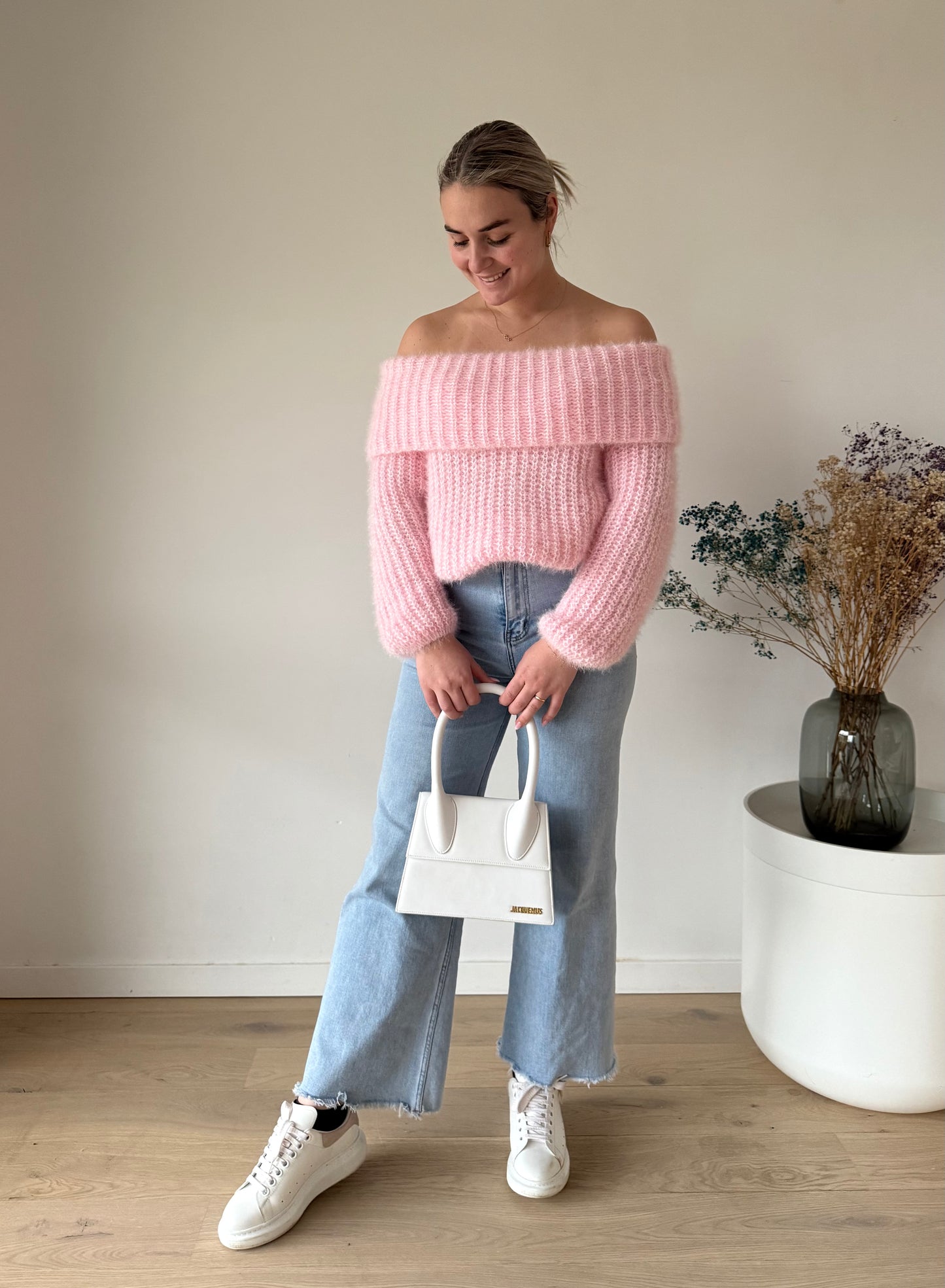 Pink off shoulder sweater