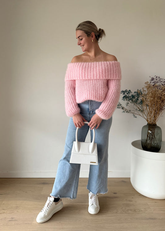 Pink off shoulder sweater