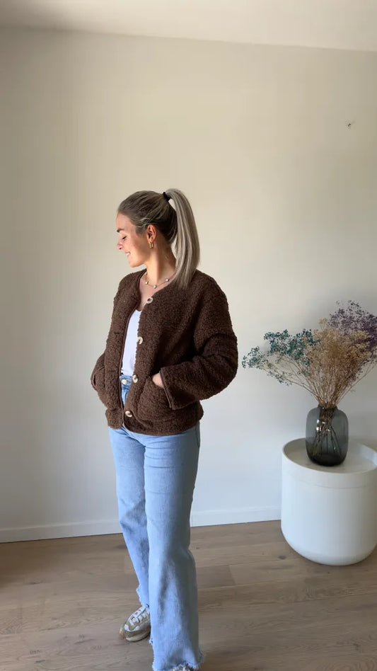 Brown teddy gilet